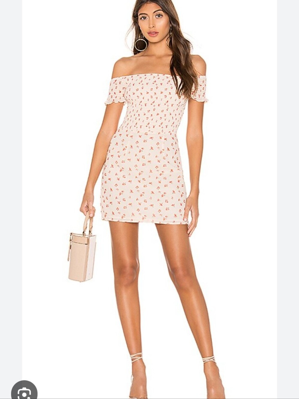 Like New, Elisa Floral Smocked Mini Dress in Ivory Floralsuperdown, Xs